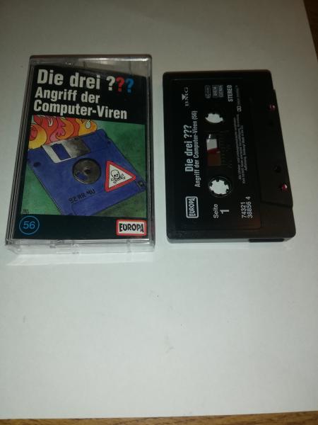 Die Drei Fragezeichen Folge 56 Angriff der Computer-Viren Schwarz mit Weißen Druck 7432138856 4 Europa(Schriftzug/Logo fehlt)